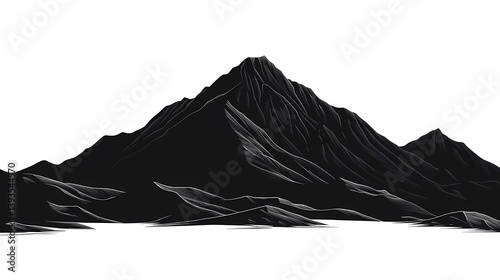 Minimalist Black Mountain Vector: Abstract Monochrome Landscape Design
