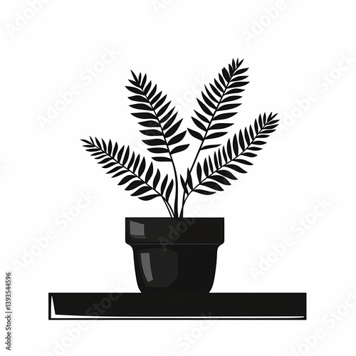 Elegant Home Decor with Potted Greenery and Botanical Illustration for Modern Interior Design