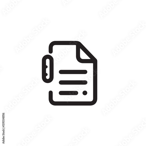 Minimal Document Line Art Icon on White Background, Simple, Professional Design