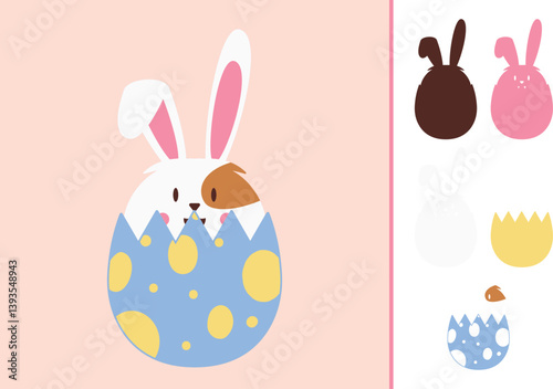 Easter Bunny multilayered 3d paper craft design for crafting