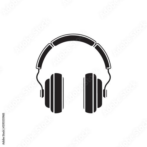 Minimal Over-Ear Headphone Silhouette Icon on White Background,  Simple, Modern Icon