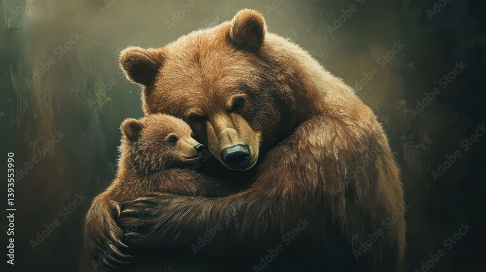 Obraz premium Mother bear and cub affectionate image