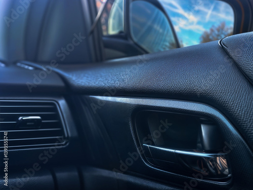 Wallpaper Mural Luxury Black Car Interior Dashboard with Air Vent and Door Panel - Modern Automotive Design Torontodigital.ca