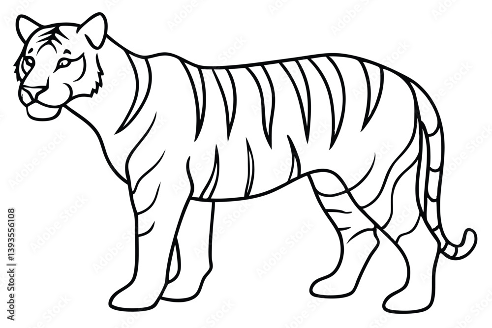 Naklejka premium coloring Tiger outline vector illustration and ready for print.