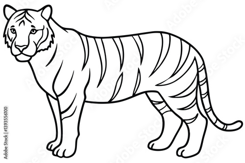 coloring  Tiger outline vector illustration and ready for print.