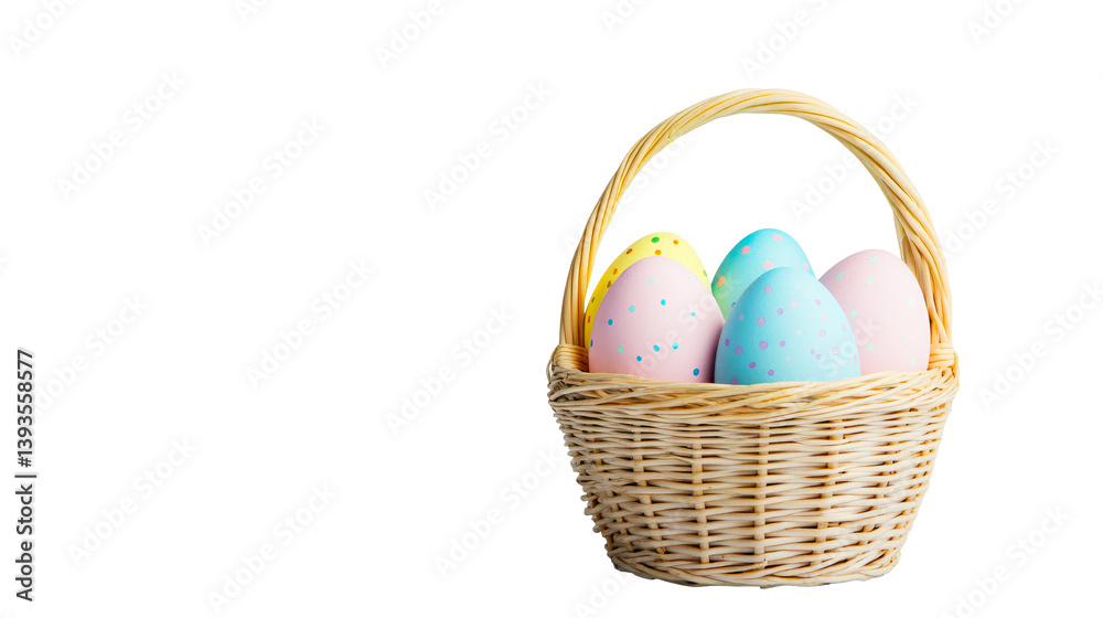 Easter basket with decorative eggs on a black background, cut out transparent Easter basket with decorative eggs on a black background, cut out transparent