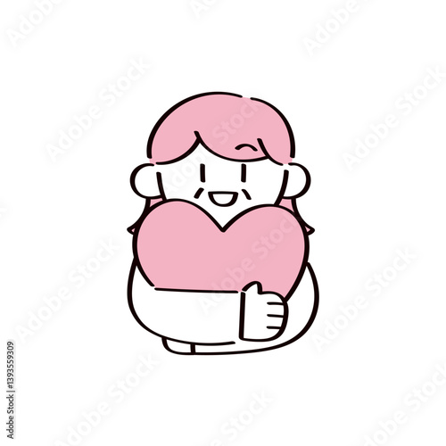 ハートを抱きしめているシニア女性