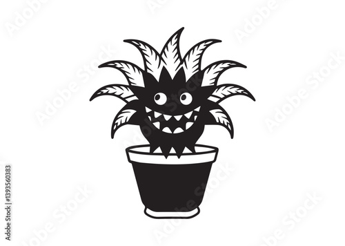 Silhouette of a Monster delicious plant in pot vector