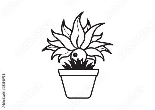 Silhouette of a Monster delicious plant in pot vector