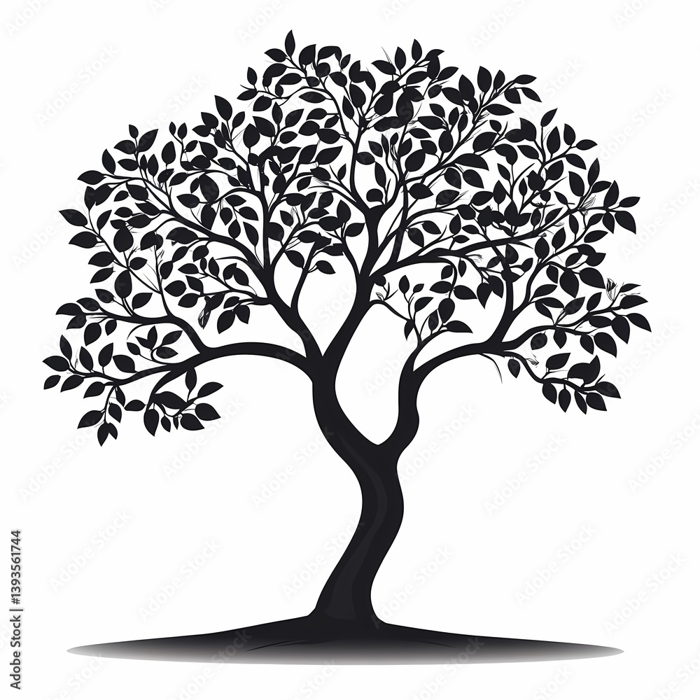 Silhouette Tree Design: Abstract Nature Illustration for Environmental Harmony and Growth Silhouette Tree Design: Abstract Nature Illustration for Environmental Harmony and Growth