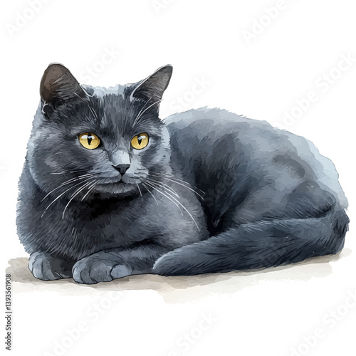 Bay cat, watercolor illustration, isolated on a white background.

