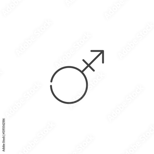 Male gender symbol single line icon design