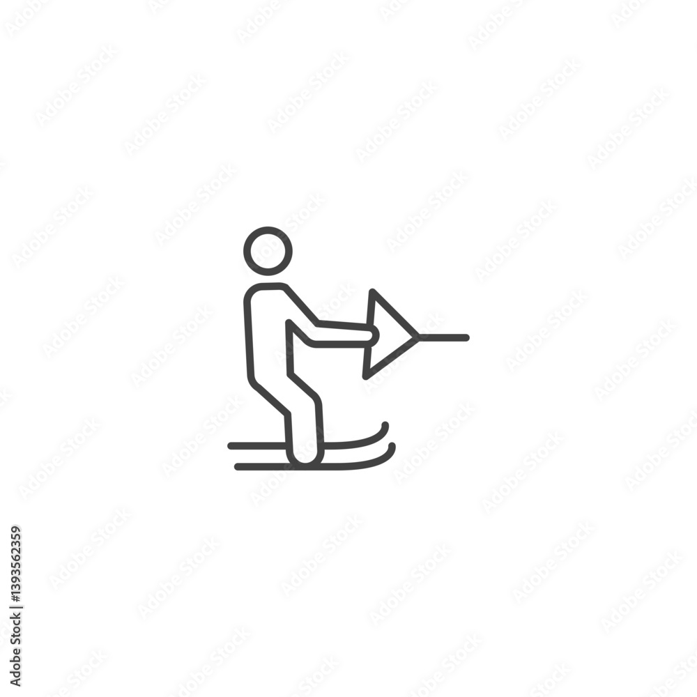 Water skiing icon line art for recreation and sports design Water skiing icon line art for recreation and sports design