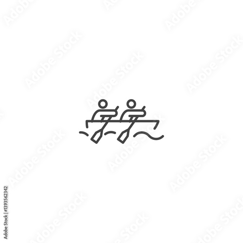 Line icon of two people running in tandem for fitness apps