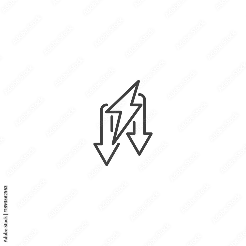 Lightning and arrows icon for energy and exchange concepts Lightning and arrows icon for energy and exchange concepts