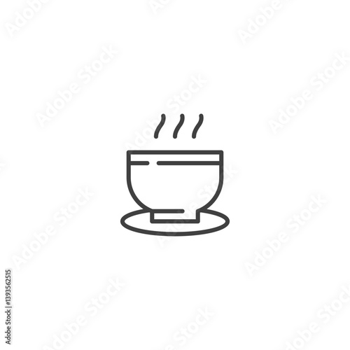 Simple line icon of a steaming beverage mug for cafes and cozy designs