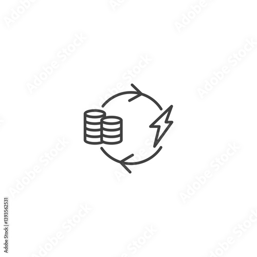 Energy exchange icon featuring arrows, coins, and lightning bolt