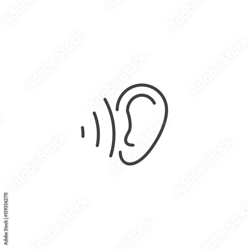 Ear with sound waves icon for hearing and audio concepts