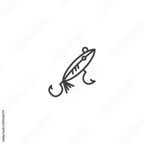 Fishing lure line icon for outdoor recreation and angling gear design