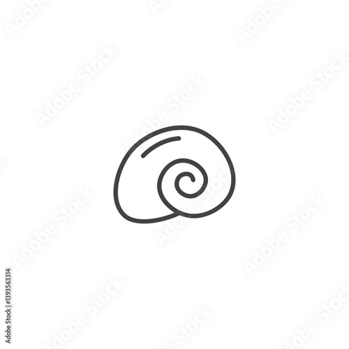 Spiral shell single line icon for nautical and beach themes