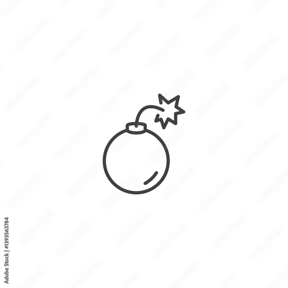 Simple line icon of a cartoon bomb with lit fuse Simple line icon of a cartoon bomb with lit fuse