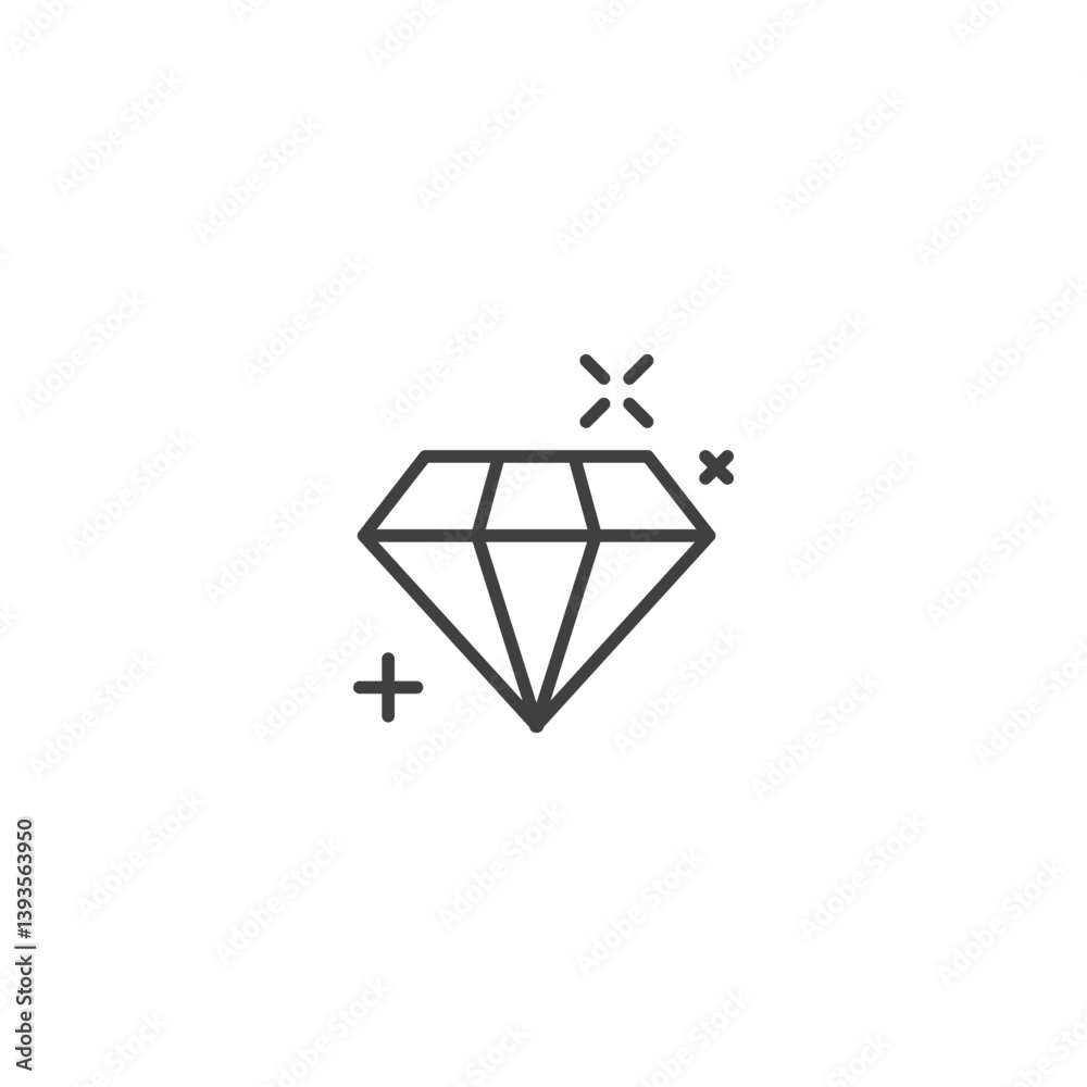 Geometric diamond icon line art design with sparkle elements Geometric diamond icon line art design with sparkle elements