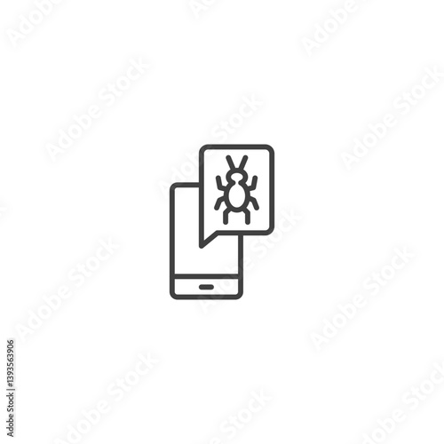 Mobile phone bug alert icon for app notifications