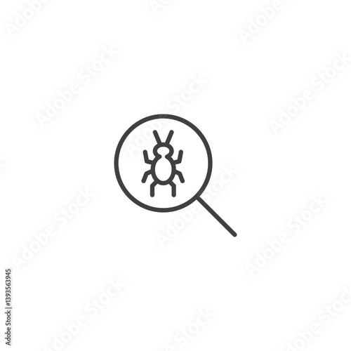 Magnifying glass with ant icon for pest control and insect identification