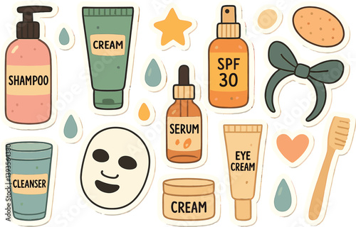 Skincare and beauty products collection for self care and relaxation