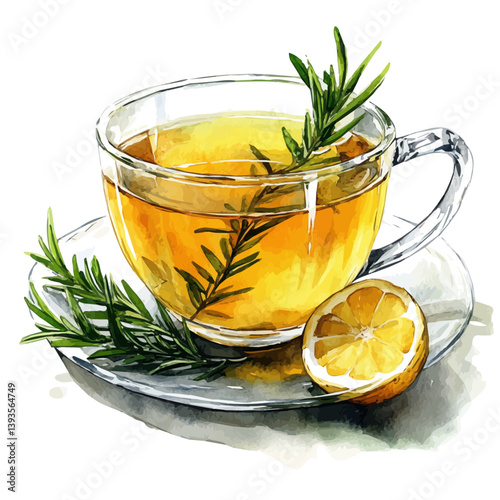 Barley Tea Mugicha, watercolor illustration, isolated on a white background.

