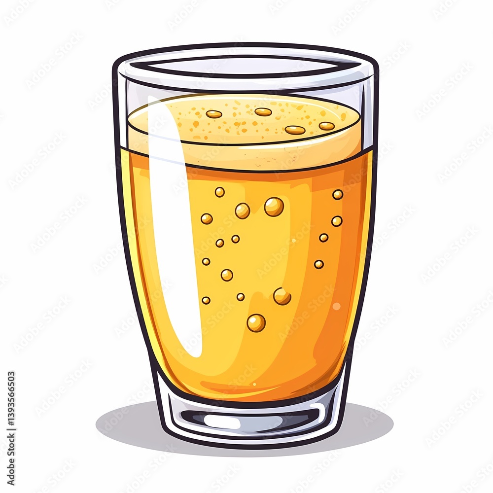 Refreshing Orange Soda Glass Vector: Fizzy Non-Alcoholic Citrus Drink Illustration for Summer Parties Refreshing Orange Soda Glass Vector: Fizzy Non-Alcoholic Citrus Drink Illustration for Summer Parties