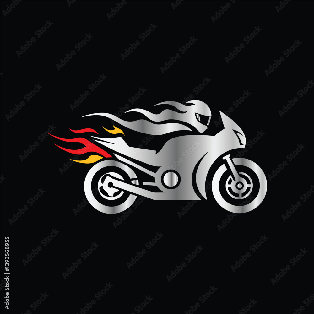 Naklejka premium Motorcycle speed logo. Motorcycle logo. Motorcycle logo. motorcycle racing logo vector icon illustration design template on black background