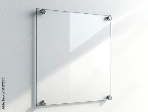Glass Signboard on Wall Mockup with Silver Standoffs for Office Branding