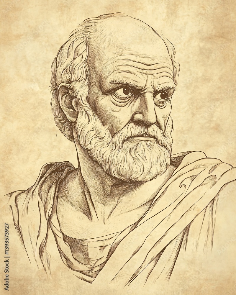 Fototapeta premium Wise Ancient Greek Philosopher Thales with Copy Space for Text
