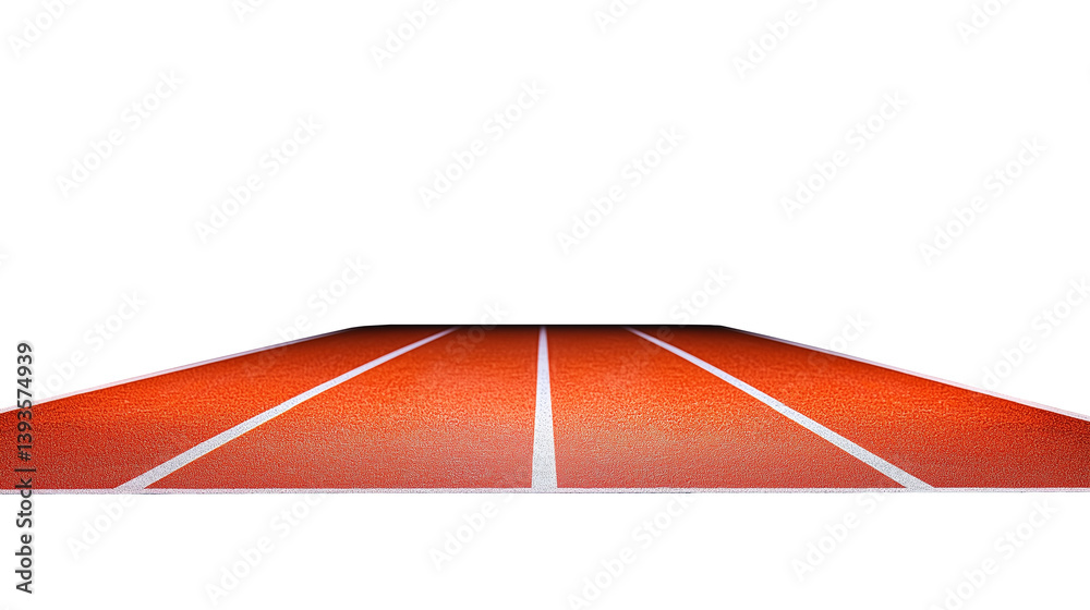 Straight lanes of orange track on transparent background isolated view