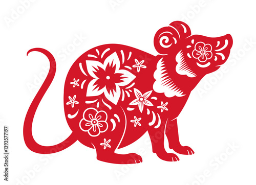 Horoscope rat symbol. Chinese lunar New Year oriental animal silhouette, zodiac astrological calendar rat sign flat vector illustration. Traditional horoscope icon