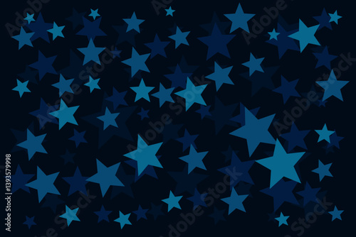 Blue abstract star background with flat modern shapes, best for tech banners, night-themed visuals, and calming digital presentations.