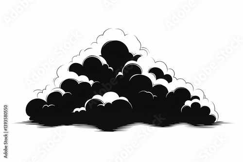 Abstract Black Cloud Shapes Vector Illustration - Dramatic Cloudscape Design Ideas