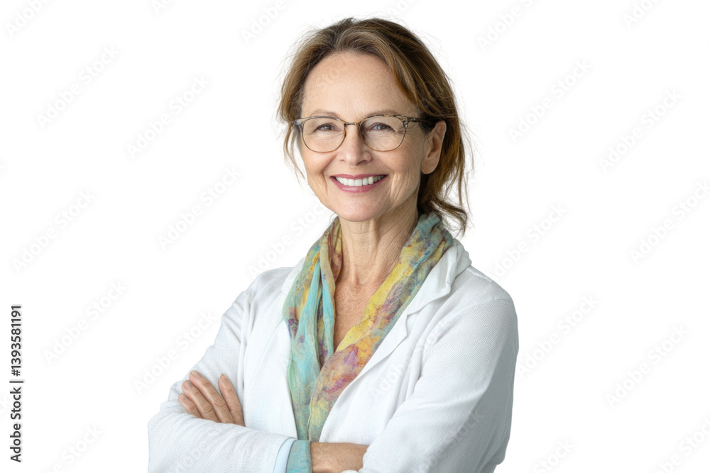Portrait, doctor and smile of woman with arms crossed in studio isolated on a white background. Healthcare, face and mature female medical professional from Australia with confidence and happiness. Portrait, doctor and smile of woman with arms crossed in studio isolated on a white background. Healthcare, face and mature female medical professional from Australia with confidence and happiness.