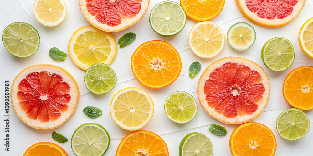 Flat Lay of Fresh Citrus Fruits Flat Lay of Fresh Citrus Fruits