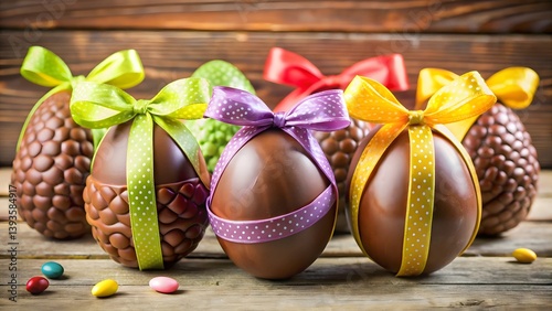 Chocolate Easter Eggs with Ribbons