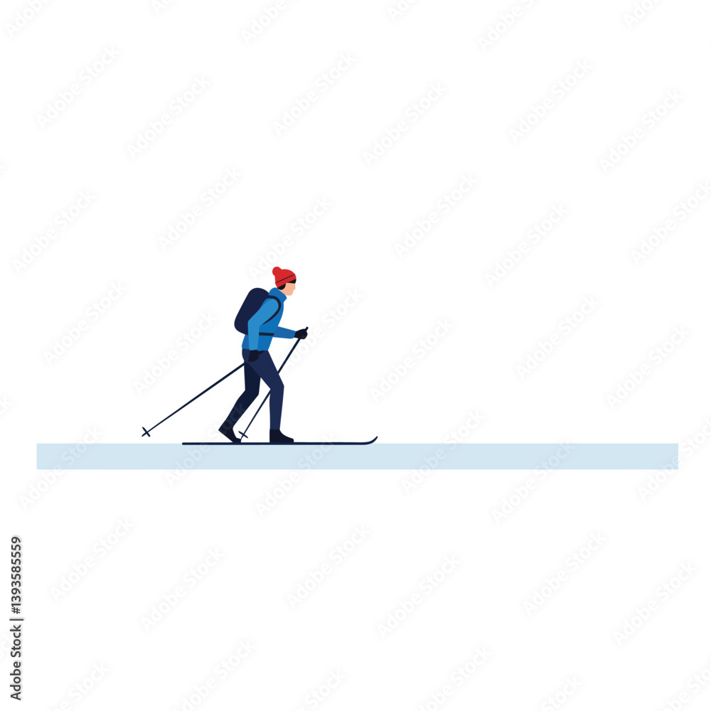 Obraz premium Skiing figure in motion with flat design style showcasing winter sports vector art