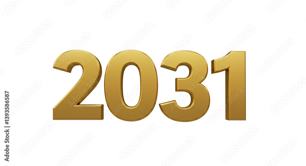 A gleaming golden 2031, signifying a bright and prosperous future, rendered in a bold 3D style. A gleaming golden 2031, signifying a bright and prosperous future, rendered in a bold 3D style.