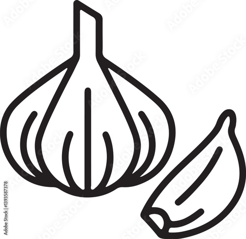 Illustration of garlic and its cloves