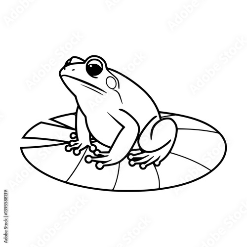 Cute Cartoon Frog on Lily Pad - Vector Illustration