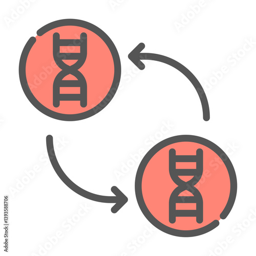 dna clone filled outline icon. dna clone color line illustration.