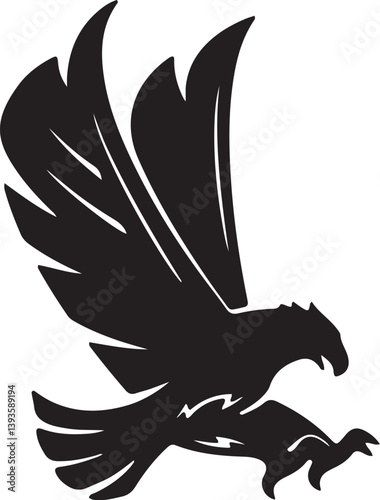 Illustration of an eagle targeting prey with its talons ready to land silhouette