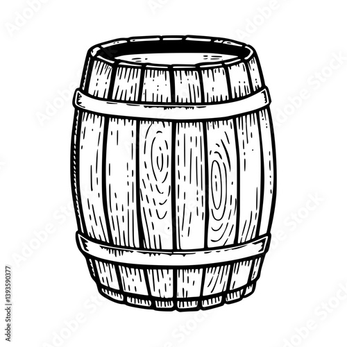 Vintage Wooden Barrel Illustration
