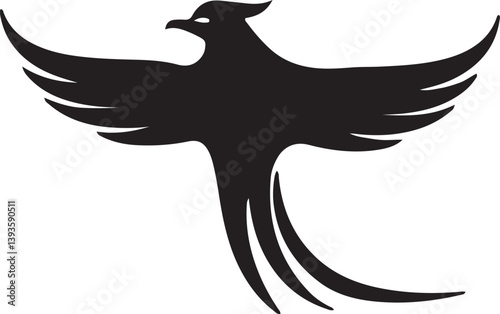 Illustration of a phoenix flying silhouette