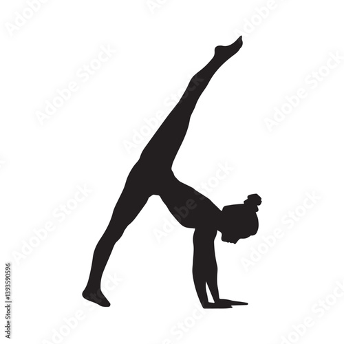 A young gymnast's powerful pose, showcasing incredible flexibility and strength in a dramatic silhouette.